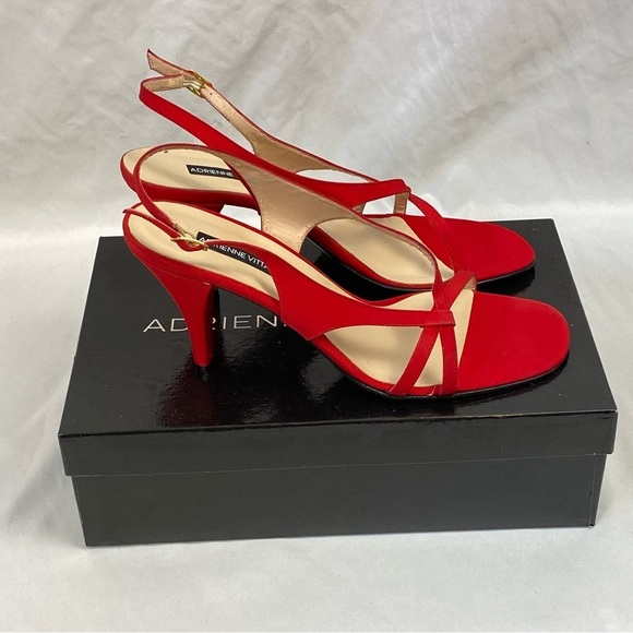 Adrienne Vittadini Shoes - Adrienne Vittadini Gaia Arianna Red Heeled Slingback Size 10 Medium Leather Sole